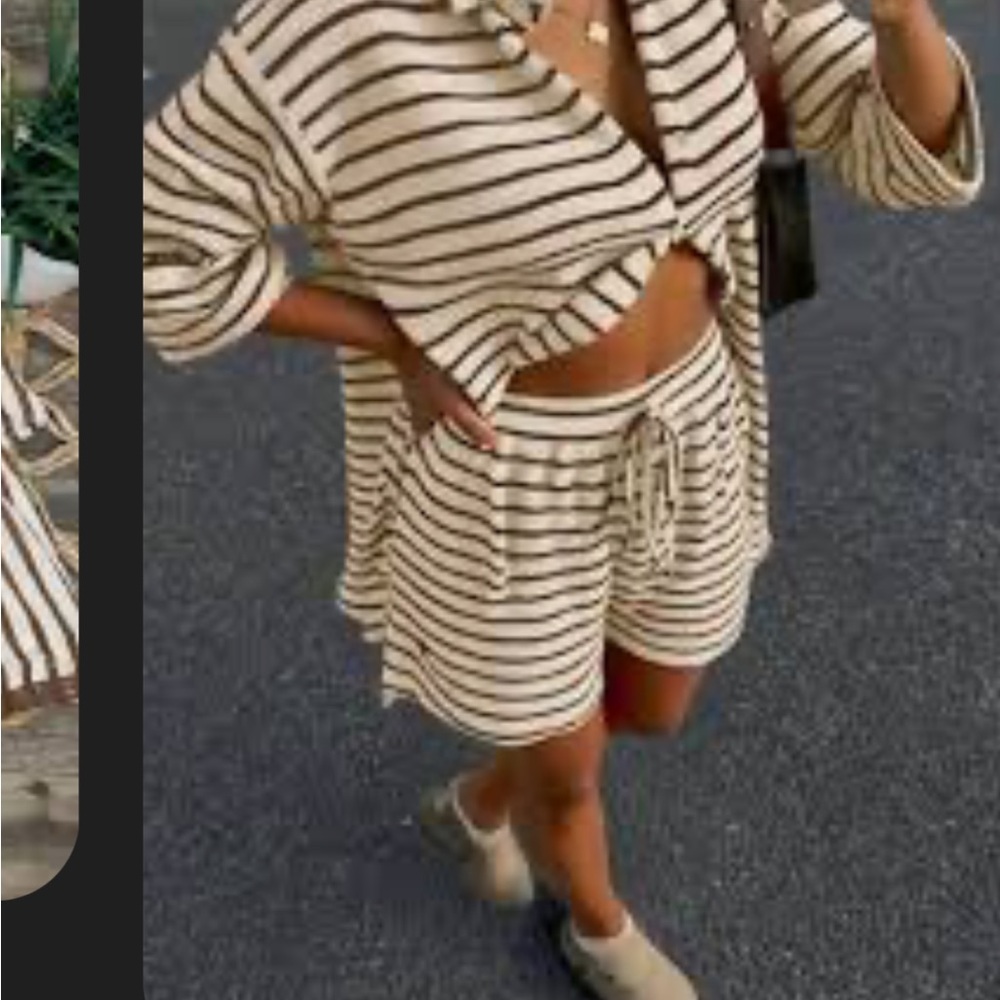 Striped Beige and Black Lounge Set